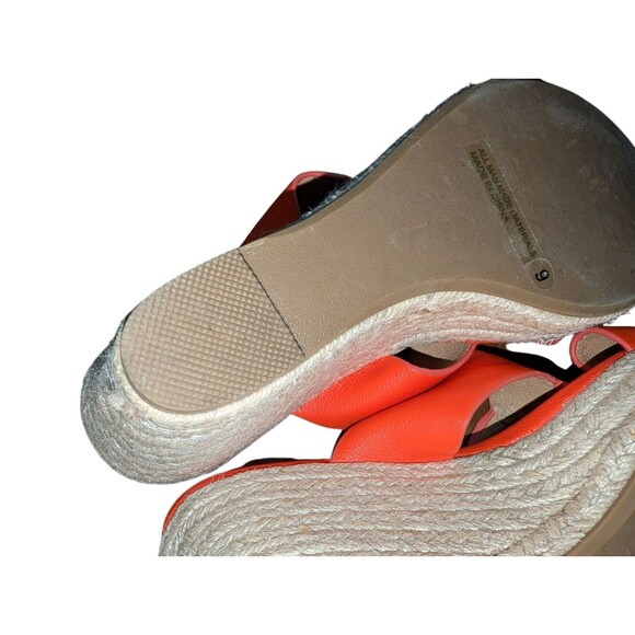 Espadrilles Platform REPORT Wedge Sandals Faux Leather Open Toe Orange Sz 9 - Picture 11 of 11